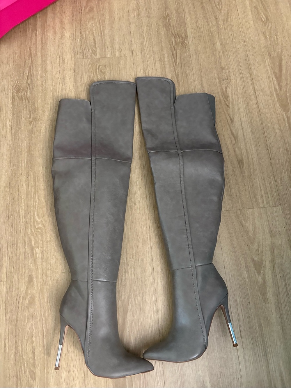 Taupe Thigh High Stiletto Boots Size 8
